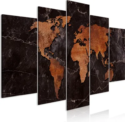 Immagine prodotto di Quadri da parete, mappa del mondo, 200x100 cm, set di 5 pezzi – Quadri per il soggiorno, stampe su tela moderne, decorazioni murali per la camera da letto, k-C-0120-b-m