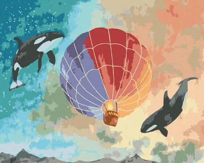 Produktbild von Zuty - Malen nach Zahlen - KILLERWALE UND EIN HEISSLUFTBALLON, 40x50 cm, ohne Keilrahmen