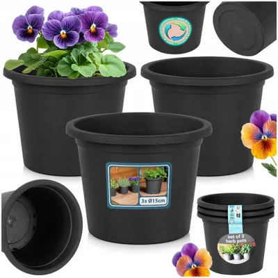 Obrázek produktu pro Vilde Zahradní plastové květináče černé 14,5 cm (3 ks)