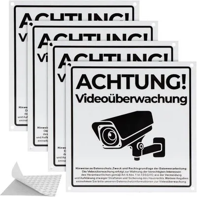 Produktbild von Famanu Warnschild Videobewachung 15x15 cm - 4er Set