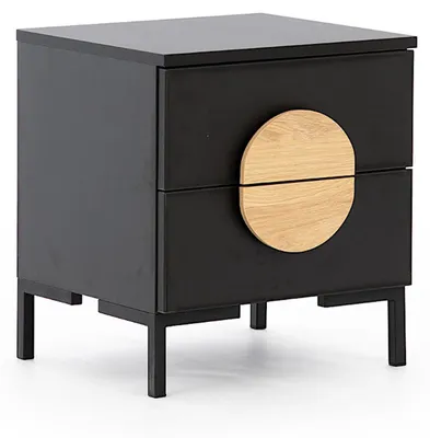 Image de Table de chevet noire design avec 2 tiroirs Meubles en bois