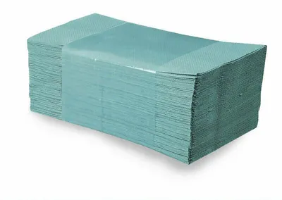 Produktbild von 5000x Falthandtücher Papierhandtuch 25x23cm 1-lagig grün geprägt Zick Zack V-Falz