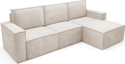 Produktbild von BETTSO Cord große ORTO gepolstertes Ecksofa für Wohnzimmer Beige Rechts