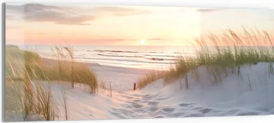 Produktbild von DEQORI Glasbild Echtglas 150x60 cm 'Abendruhe am Strand' Wandbild Bild modern Deko