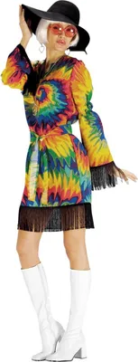 Produktbild von 70er Batik Hippiekleid - Karneval Faschingskostüm Größe: 36-38