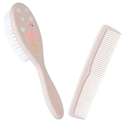 Produktbild von Baby Nova Naturborsten Bürste mit Kamm (Flamingo Lila Rosa)