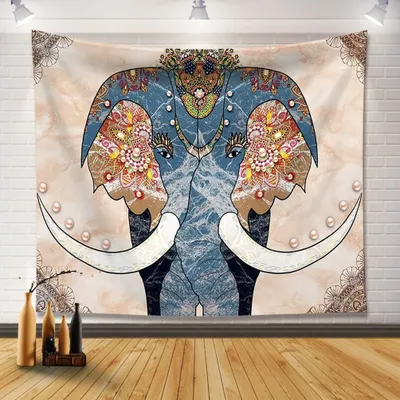 Obrázek produktu pro Boho tapiserie Slon Hippie Bohémský nástěnný závěs Estetický psychedelický indický styl Malá tapiserie pro ložnici kolej domácí kancelář dekorace (150 cm x 130 cm, barva 13)