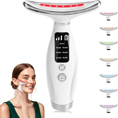 Produktbild von 7-in-1 LED Gesichtsmassagegerät Anti Aging – EMS Face Lifting Gerät mit Lichttherapie, Wärmefunktion & Hautstraffung