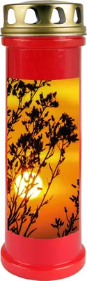 Produktbild von Grabkerze Rot, Brenndauer: 100 Stunden ( 4 Tage ), Motiv: Sonnenuntergang