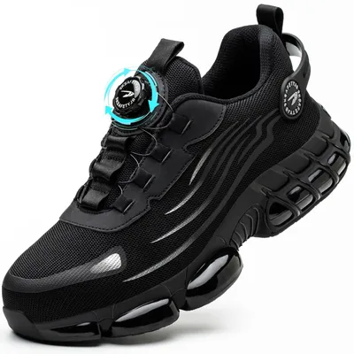Image de Elzusha - Chaussures de sécurité avec embout en acier - Mesh respirant - Légères - Anti-éclaboussures - Fermeture à lacets avec boutons - Tailles 38-46 EU - Chaussures de travail
