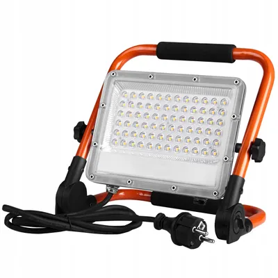 Obrázok produktu pre MasterLED Prenosný LED stavebný reflektor 50 W, 6000 lm, 5000 K, IP65, s 1,5 m káblom a zástrčkou, vonkajšie pracovné svietidlo, oranžovo-sivé