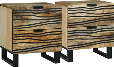 Imagen del producto de Maison Exclusive - Mesita de noche, 2 unidades. Color natural. 40 x 33 x 46 cm. Fabricada en material de madera