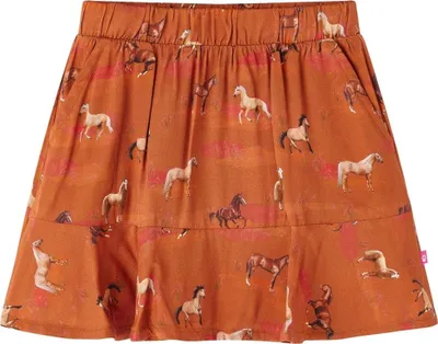 Produktbild von Kinderrock mit Pferdeaufdruck, cognac, Größe 104