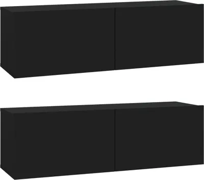 Obrázok produktu pre vidaXL TV nástenné skrinky 2 ks čierne 100x30x30 cm Drevo Materiál