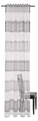 Quergestreifter Vorhang weiß-grau, 245x140 cm, 1 Stück