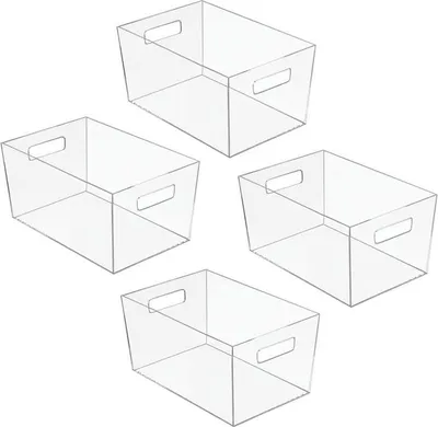 Produktbild von mDesign Ablagebox Aufbewahrung Organizer 4er-Set Griffe Kunststoff Transparent