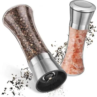 Obrázek produktu pro Gurmánský mlýnek na sůl a pepř – nerezová ocel a sklo – 1 sada