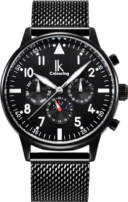 Produktbild von Alienwork Automatikuhr Armbanduhr Herren Schwarz Metall Mesh Armband Edelstahl Kalender