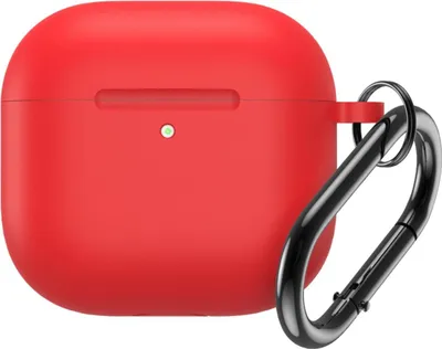 Immagine prodotto di Custodia in silicone compatibile con Airpods 4 con moschettone rosso