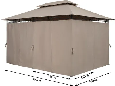 Image de CASARIA® Pavillon de jardin 3x4m Topas métal hydrofuge protection UV 50+ parois latérales robuste tonnelle de jardin extérieur pergola tente taupe