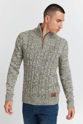 Produktbild von SOLID SDPankraz Herren Strickpullover Troyer Grobstrick Pullover mit Zopfstrickmuster Reißverschluss 100% Baumwolle Regular fit