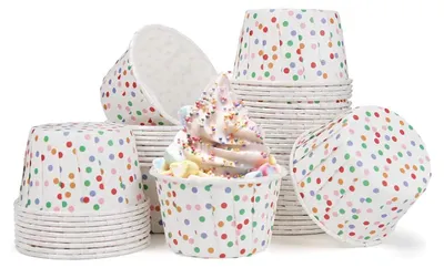 Produktbild von 50 Stücke Papier Muffinförmchen Mini Cupcake Formen für Hochzeiten,Geburtstage,Weihnachten (Farbige Punkt)