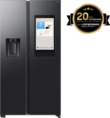 Produktbild von Samsung Family Hub RS90F66BEFEF Side by Side Kühl-Gefrier-Kombination Premium Black Steel