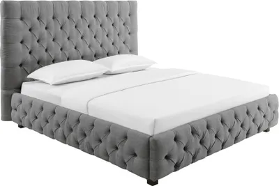 Produktbild von riess-ambiente Design Boxbett PARIS 180x200cm grau Leinen Chesterfield Doppelbett