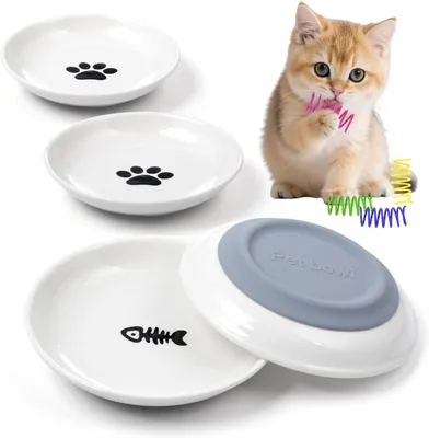 Obrázok produktu pre Misky na krmivo pre mačky, ploché, 14 cm, sada 4 kusov, vhodné pre mačky a mačiatka
