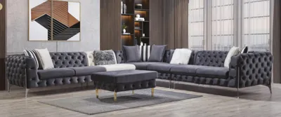 Productafbeelding van Bank, hoekbank, sofa, gestoffeerde hoekbanken, banken, Chesterfield, meubels, woonkamer