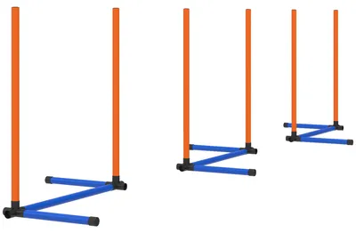 Produktbild von PawHut Agility Set Hunde, 3-teiliges Agility Ausrüstung mit Slalomstangen Orange
