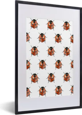 Produktbild von MuchoWow® MuchoWow® Gerahmtes Poster Marienkäfer - Insekt - Muster 40x60 cm - Poster mit zchwarzem Bilderrahmen - Poster in Rahmen