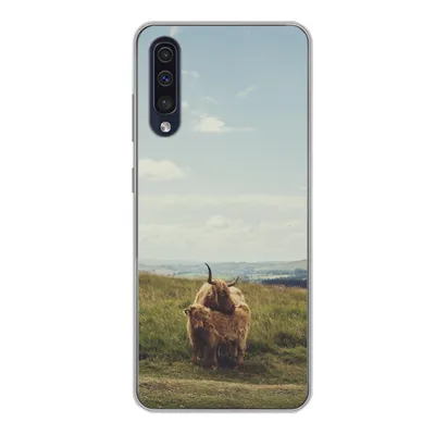 Produktbild von MuchoWow® Handyhülle Schutzhülle Hülle für Samsung Galaxy A50 Schottische Highlander - Gras - Wolken - Tiere Silikon Softcase Handy Hülle - Mobiltelefonhülle