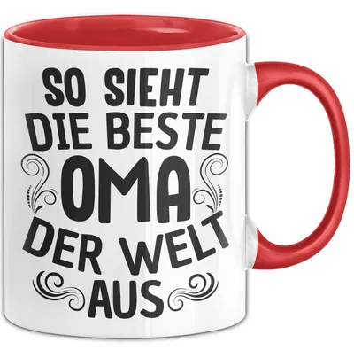 Produktbild von Oma Tasse Geschenk So Sieht Die Beste Oma Der Welt Aus Muttertag (Rot)