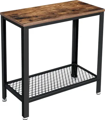 Produktbild von VASAGLE Beistelltisch, Nachttisch, Sofapunkt, mit Gitterablage, für Wohnzimmer, Schlafzimmer, Industriestil, rustikal braun und schwarz