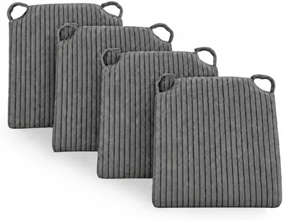 Produktbild von sunnypillow 4er Set Cord Stuhlkissen mit Klettverschluss - Anthrazit