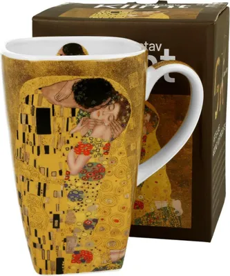 Produktbild von DUO | Porzellanbecher - Becher - Klimt Der Kuss - 650 ml - weiß beige - Quadratischer Dekobecher