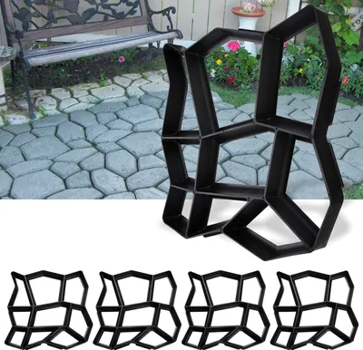 Produktbild von Fiqops 5X Pflasterform Gehweg DIY Betonpflaster Schwarz Gießform Garten Schablone Schalungsform