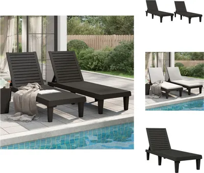 Produktbild von vidaXL Sonnenliegen 2 Stk. Schwarz 155x58x83 cm Polypropylen - Sonnenliegen