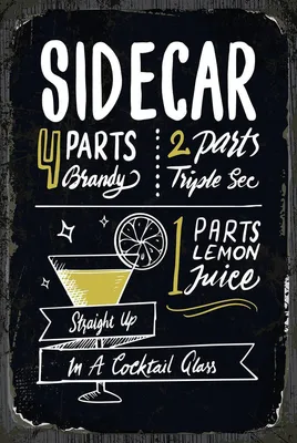 Produktbild von vianmo Holzschild 18x12 cm Sidecar Cocktail Recipe