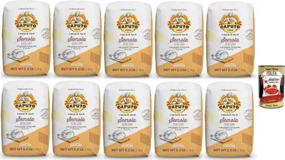 Produktbild von Caputo Semola di grano duro rimacinata, Durum Weizen Grieß, Hartweizengrieß fein für die perfekte Pasta und Pizza 10x 1 Kg + Italian Gourmet polap 400g
