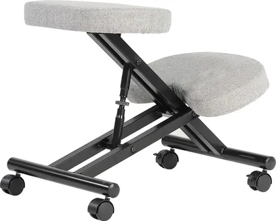 Produktbild von Kniestuhl Kniehocker Sitzhocker Bürohocker Gesundheitsstuhl ROBERT in grau, höhenverstellbar, bequem gepolstert, rollbar