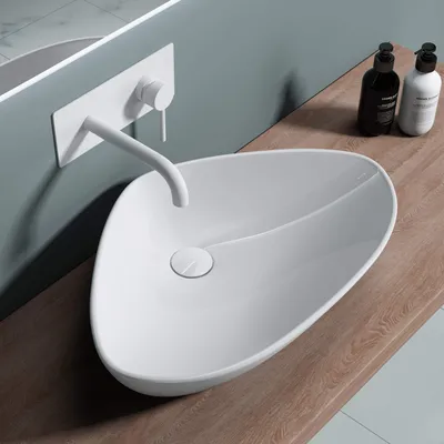 Image de doporro Lavabo vasque à poser blanc 59cm lave main Bruxelles215 59x39x13cm