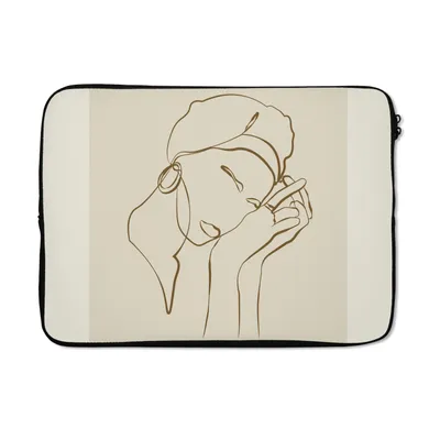 Produktbild von MuchoWow® Laptop Hülle 14 ZollFrau - Linienkunst - Zitate - Text Laptoptasche - Laptoptasche - Stoßsicher - Schutzhaube
