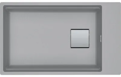 Produktbild von KUBUS 2, KNG 110-62, 760x460mm, Siebkorb als Druckknopfventil, mit verdecktem Über- und Ablauf, mit Ablaufgarnitur, Steingrau