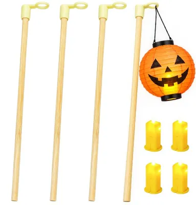LED-Laternenstab 30 cm, 4 Stück, gelb, für St. Martin, inkl. Batterien