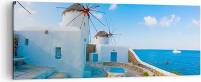 Produktbild von Bild auf Leinwand - Leinwandbild - Griechenland Insel Küste Haus - 140x50cm - Wand Bild - Wanddeko - Leinwanddruck - Bilder - Kunstdruck - Wanddekoration - Leinwand bilder - Wandkunst - AB140x50-2424