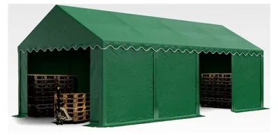 Produktbild von Stabiles Lagerzelt 4x8 m PVC 800 N dunkelgrün wasserdicht Unterstand mit Bodenrahmen