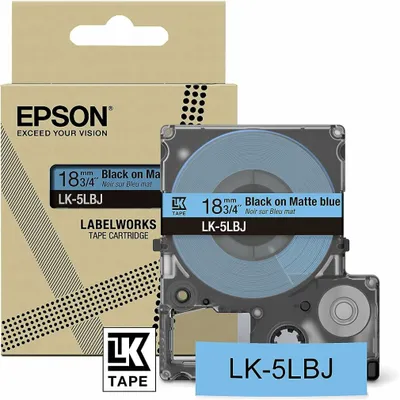 Produktbild von Epson LabelWorks LK-5LBJ - Schwarz auf Mattblau - Rolle (1,8 cm x 8 m) 1 Kassette(n) Hängebox - Bandkassette - für LabelWorks LW-C410, LW-C610