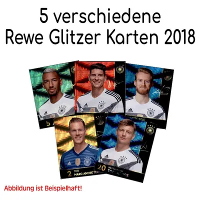 Produktbild von WM 2018 REWE Sammelkarten - 5 verschiedene GLITZER Karten